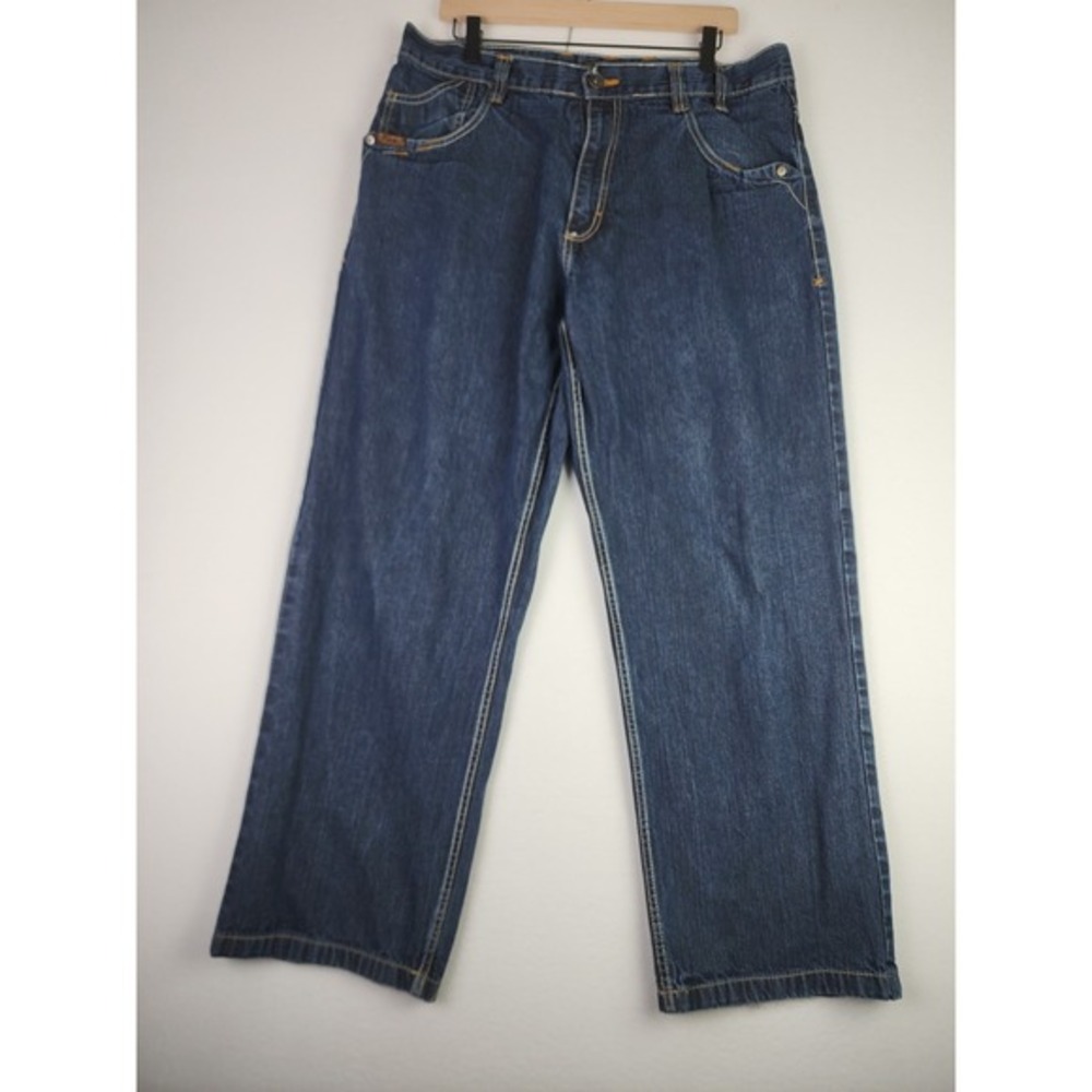 Mecca Men's Blue Jeans  Size 36x30 Dark Wash Straight‎ Leg Denim Skater Faded